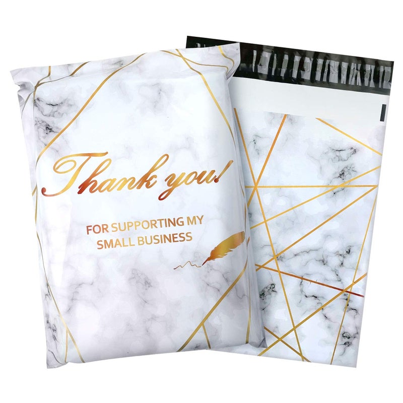 Hatisan 100 Pack Poly Mailers 10x13  Cute Packaging Envelope Mailers Polymailers Packaging for Small Business  Shipping Bags for Clothing Boutique Supplies with Self Seal Strip (Marble) - Image 1